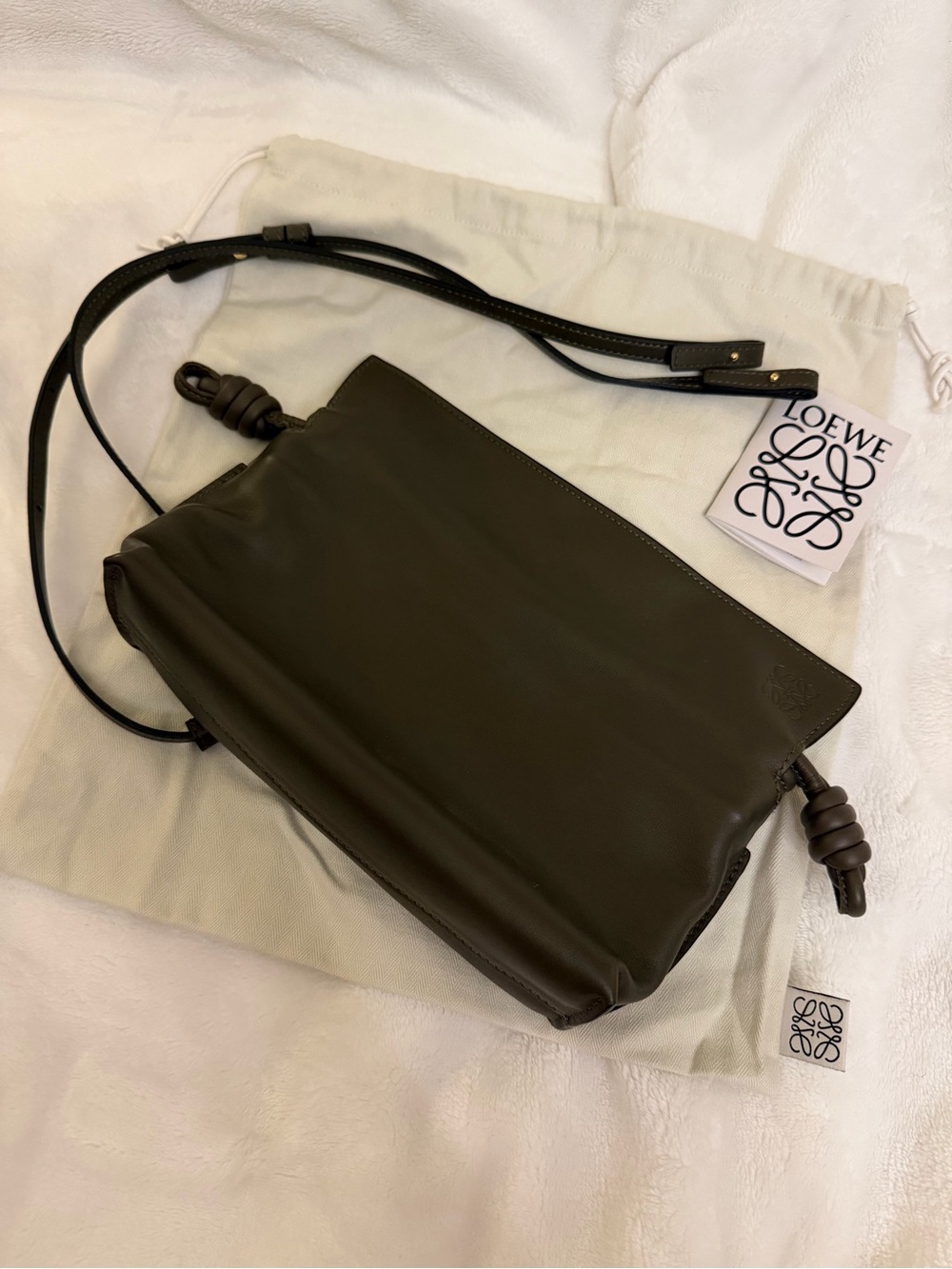 Loewe Mini Flamenco in Green/Dark Kakhi